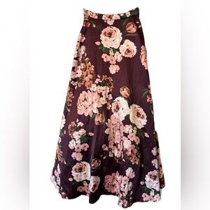 Windsor Floral Midi/Maxi Skirt Burgundy Pink A-Line Tulle Lined Size 5/6